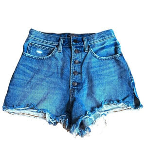 Abercrombie & Fitch natural rise short Medium Destroy Wash Button Fly 26/2